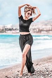 Čierny set top + sukňa F731