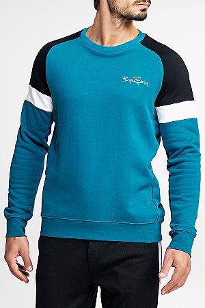 Modrá mikina Signature Blocked Blocked Crew