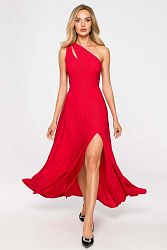 Červené trblietavé šaty s rozparkom M718