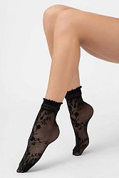 Čierne kvetované silonkové ponožky Galena
