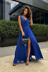 Modré dlhé šaty Camille