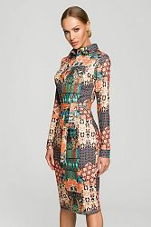 Viacfarebné vzorované midi šaty M706