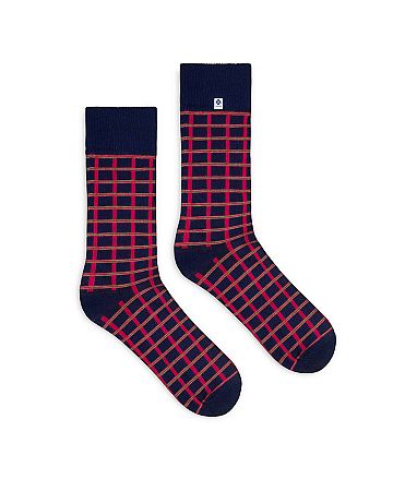 Modro-červené ponožky Checkered